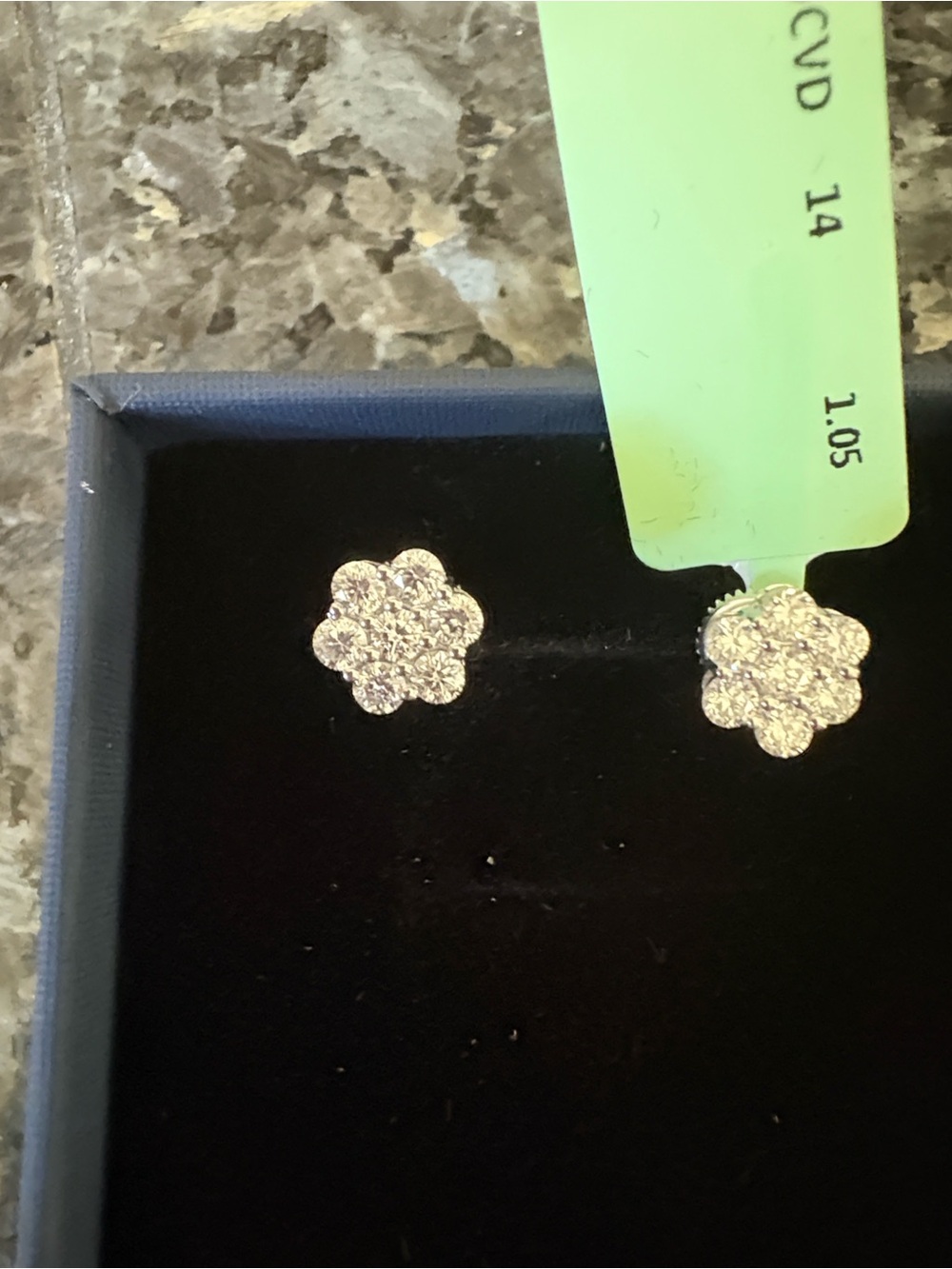 Sterling Silver Flower Cluster Lab Grown Diamonds 1ct total